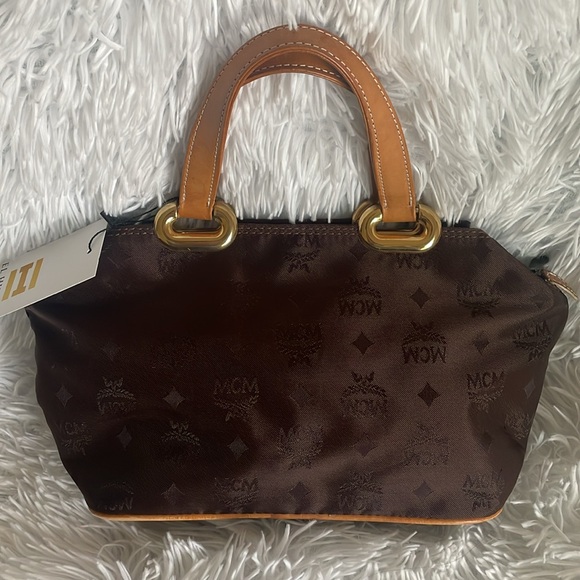 MCM Visetos Satchel Bag, Monogram, Brown - The Recollective Authentic BRAND NEW MCM Visetos nylon brown monogram bag satchel 💫